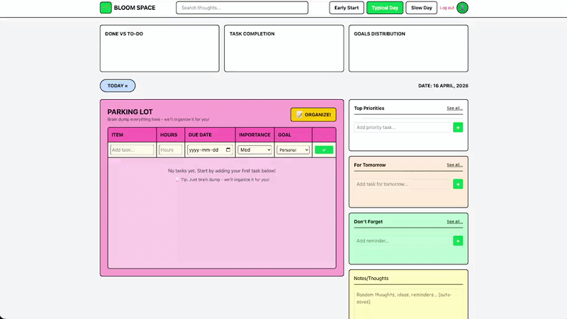 BloomSpace productivity app demo